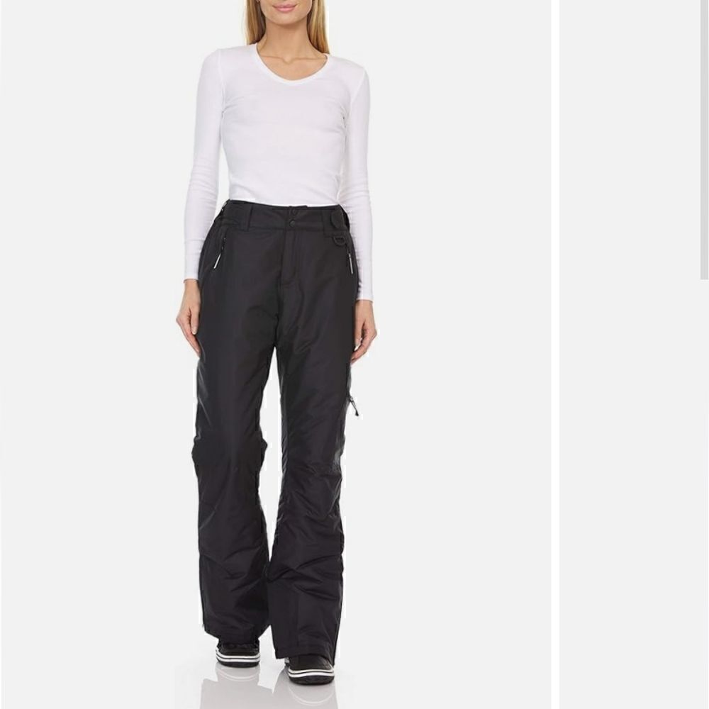 Arctic Quest Black Snow Pants Cargo Ski Pants Water Resistant Size Large